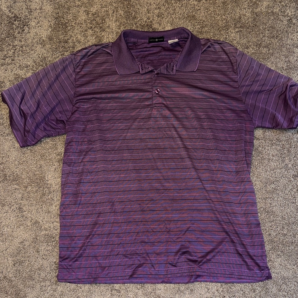 Men's Purple Striped Polo Shirt
